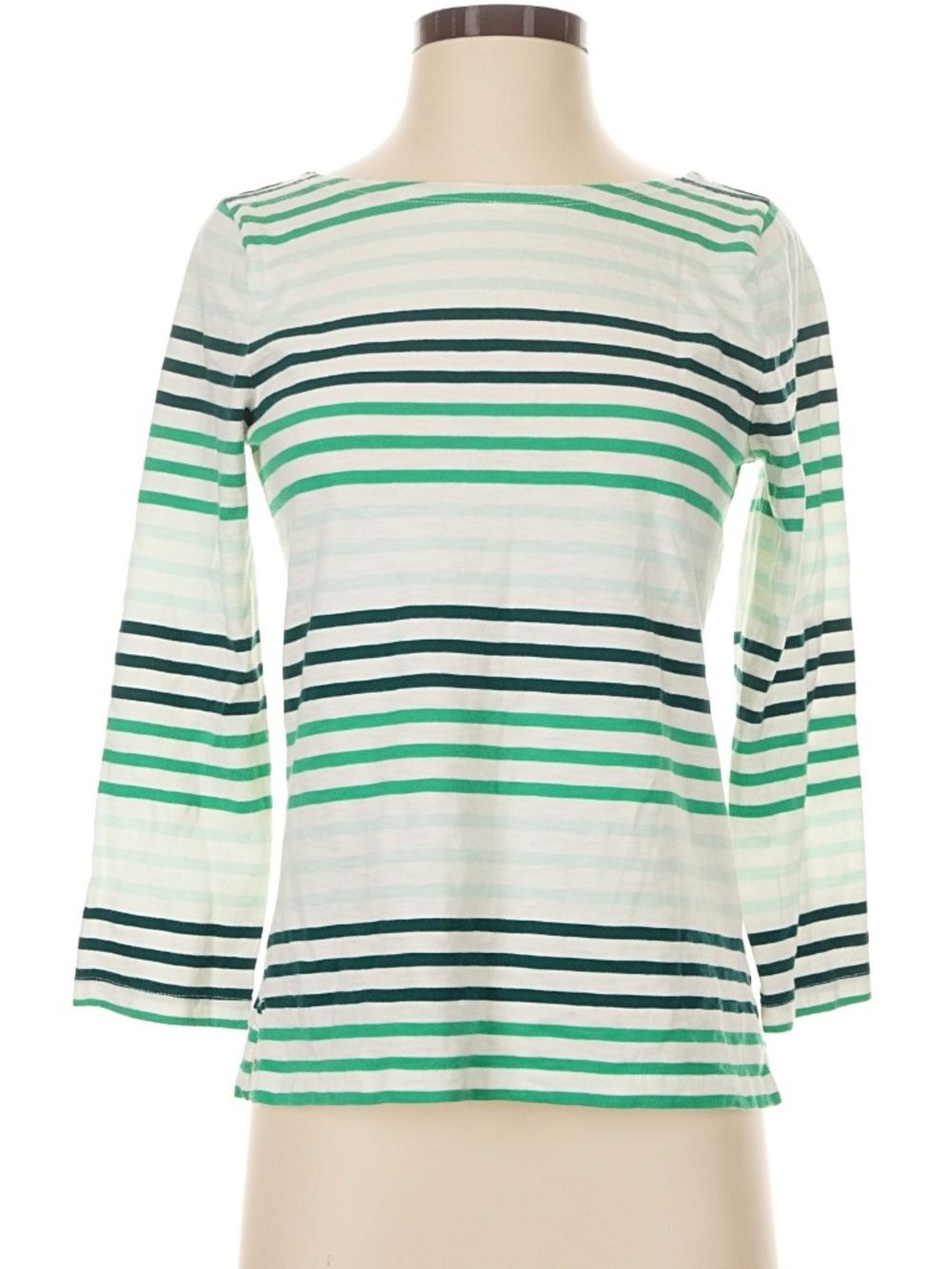 J.CREW GREEN STRIPED BOATNECK TOP WOMEN'S SIZE S